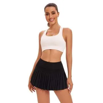 Yknktstc Women Tennis Skirt with Pocket Pleated Golf Skort Active Workout Running Athletic Shorts Small Black