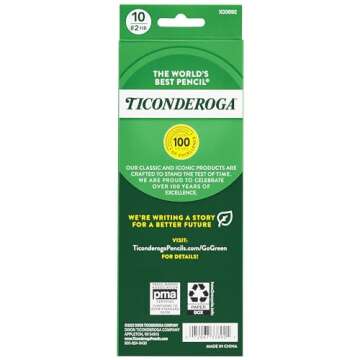 Ticonderoga Wood-Cased Pencils, Pre-Sharpened, 2 HB Soft, Yellow, 10 Count