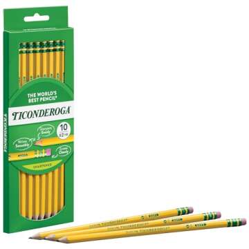 Ticonderoga Wood-Cased Pencils, Pre-Sharpened, 2 HB Soft, Yellow, 10 Count