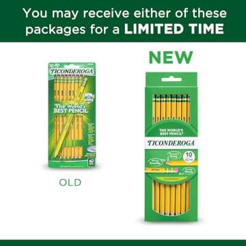 Ticonderoga Wood-Cased Pencils, Pre-Sharpened, 2 HB Soft, Yellow, 10 Count