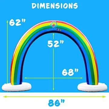 Splashin'kids Outdoor Rainbow Sprinkler Super Toddler Water Toys for Children Infants Boys Girls and Kids Perfect Outside Inflatable Water Park for Summer Fun Watch Video Slip and Slide Splash pad