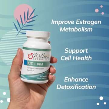Wellness Resources I3C + DIM for Healthy Estrogen Metabolism, Detoxification (60 Capsules) - 300mg I...