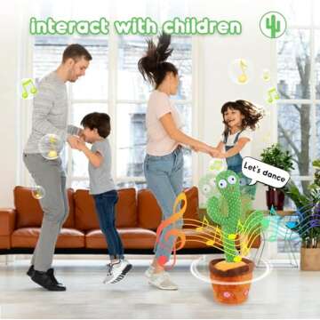 Aunpoos Kids Dancing Talking Cactus Toys for Baby Boys and Girls, Singing Mimicking Recording Repeating What You Say Sunny Cactus Toy with 120 English Songs Smart Toy