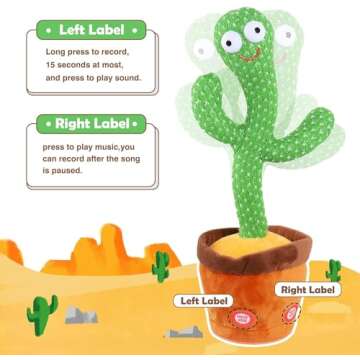 Aunpoos Kids Dancing Talking Cactus Toys for Baby Boys and Girls, Singing Mimicking Recording Repeating What You Say Sunny Cactus Toy with 120 English Songs Smart Toy