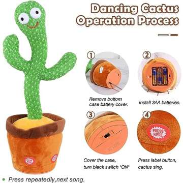 Aunpoos Kids Dancing Talking Cactus Toys for Baby Boys and Girls, Singing Mimicking Recording Repeating What You Say Sunny Cactus Toy with 120 English Songs Smart Toy