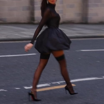 Black Mesh Mini Dress Long Sleeve Slim Fit See-Through