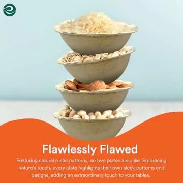 Eco-Friendly Palm Leaf Bowls - 20 Pack, 6" Disposable Set