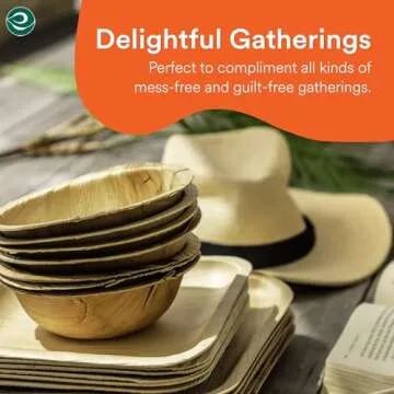 Eco-Friendly Palm Leaf Bowls - 20 Pack, 6" Disposable Set