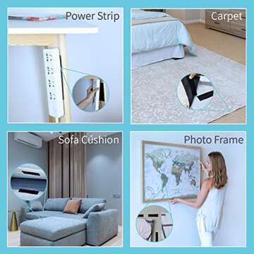 Rena Chris 2x6 Inch Hook and Loop Strips with Adhesive 16 Sets- Double-Sided Interlocking Strong Back Adhesive Fasten Mounting Tape for Couch Cushions, Suitable for School Classroom,Office,Home,Black