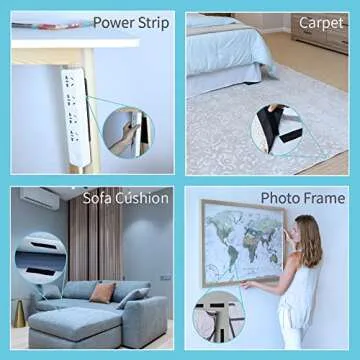 Rena Chris 2x6 Inch Hook and Loop Strips with Adhesive 16 Sets- Double-Sided Interlocking Strong Back Adhesive Fasten Mounting Tape for Couch Cushions, Suitable for School Classroom,Office,Home,Black