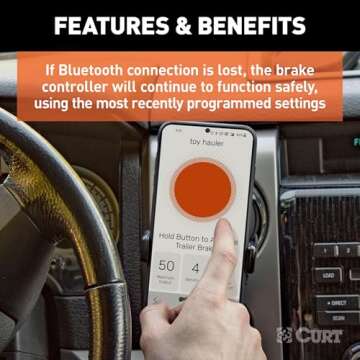 CURT 51180 Echo Mobile Electric Trailer Brake Controller with Bluetooth-Enabled Smartphone Connection, Proportional, Black PLastic, 9 x 9 x 3 inches, BLACK PLASTIC