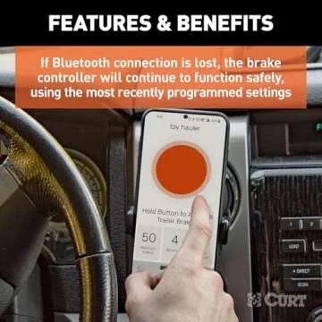 CURT 51180 Echo Mobile Electric Trailer Brake Controller with Bluetooth-Enabled Smartphone Connection, Proportional, Black PLastic, 9 x 9 x 3 inches, BLACK PLASTIC