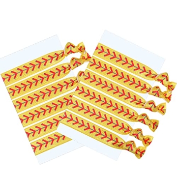 12 Pieces Baseball Hair Ties Baseball Hair Accessories, No Crease Hair Elastics Set for Player and T...