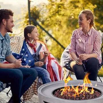 Four Seasons Courtyard 32" Round Gas Fire Pit With Cover