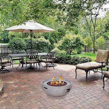 Four Seasons Courtyard 32" Round Gas Fire Pit With Cover