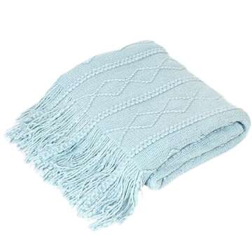 Tititex Decorative Soft Throw Blanket,Boho Textured Blanket with Fringe Tassel, Knitted Cozy Lightweight Blanket&Throw for Couch,Bed,Chair,Sofa, Living Room,Home Decor 50x60 Inch