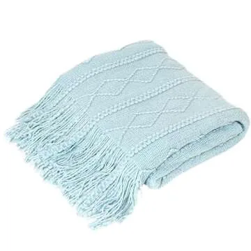 Tititex Decorative Soft Throw Blanket,Boho Textured Blanket with Fringe Tassel, Knitted Cozy Lightweight Blanket&Throw for Couch,Bed,Chair,Sofa, Living Room,Home Decor 50x60 Inch