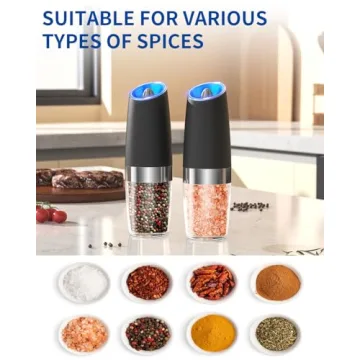 CIRCLE JOY Electric Salt and Pepper Grinder Set with LED Light