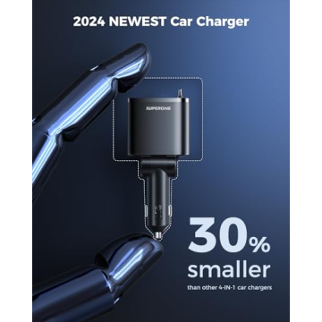 4 in 1 Retractable Car Charger - Fast & Compact