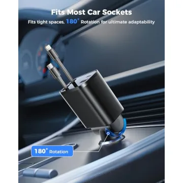 4 in 1 Retractable Car Charger - Fast & Compact