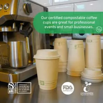 Certified Eco-Friendly Coffee Cups | 75 Pack | 16oz