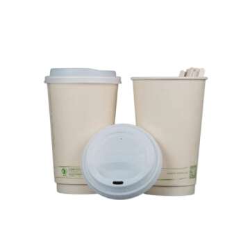 Certified Eco-Friendly Coffee Cups | 75 Pack | 16oz