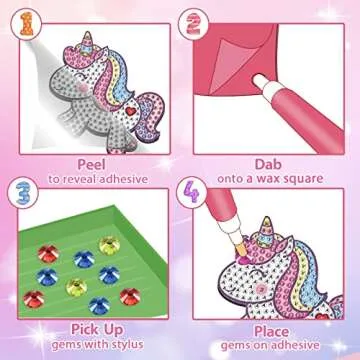 Arts and Crafts for Kids Ages 8-12 - 5D Gem Art Painting Kits for Kids - Create Your Own Gem Keychains by Number DIY Craft Gifts for Girls Boys Ages 6-8 8-10 10-12
