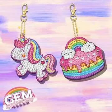 Arts and Crafts for Kids Ages 8-12 - 5D Gem Art Painting Kits for Kids - Create Your Own Gem Keychains by Number DIY Craft Gifts for Girls Boys Ages 6-8 8-10 10-12