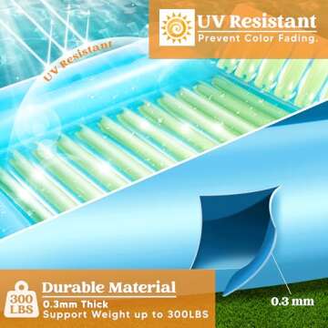 Sloosh Inflatable Tanning Pool Lounge Float, 70" x 46" Sun Tan Tub Adult Pool Floats Raft for Pool Sunbathing Suntan Blow up Pool Lounger Tanning Bed Floatie for Adults, L-Blue Green