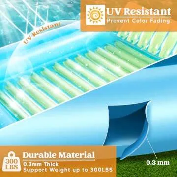 Sloosh Inflatable Tanning Pool Lounge Float, 70" x 46" Sun Tan Tub Adult Pool Floats Raft for Pool Sunbathing Suntan Blow up Pool Lounger Tanning Bed Floatie for Adults, L-Blue Green