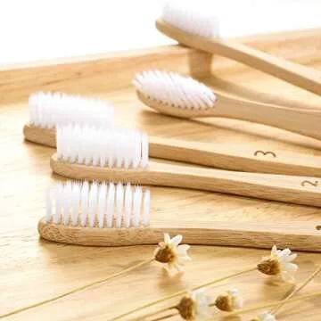 Sprmal 5pcs Bamboo Toothbrushes Natural Organic Biodegradable and Vegan Bamboo Soft BPA Free Nylon Bristles for Sensitive Gums
