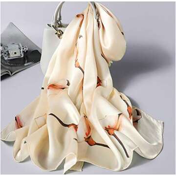 ANDANTINO 100% Silk Long Scarf for Women Large Shawls for Headscarf and Neck- Oblong Hair Wraps with...