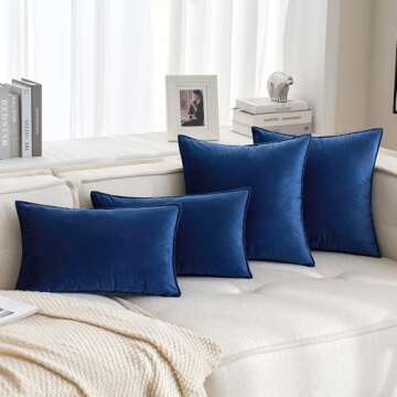 MIULEE Navy Blue Velvet Decorative Pillow Covers - 20x20