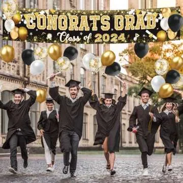 2024 Graduation Decorations Banner with Balloons for Celebrations
