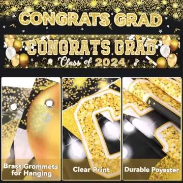 2024 Graduation Decorations Banner with Balloons for Celebrations