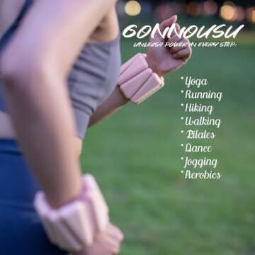 Gonnousu Ankle Weights - Adjustable Wearable ankle weights for women and man, Set of 2 (1lb Each) fo...
