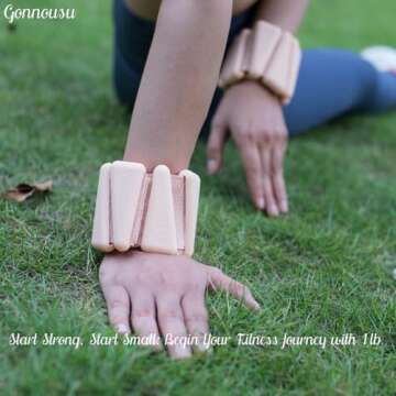 Gonnousu Ankle Weights - Adjustable Wearable ankle weights for women and man, Set of 2 (1lb Each) for Enhanced Training | Wrist Weights Perfect for Yoga, Dance, Barre, Pilates, Cardio, Aerobics, and