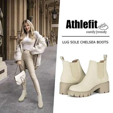 Athlefit Women's Chelsea Boots - Slip On, Chunky Heel, Fashionable Ankle Booties