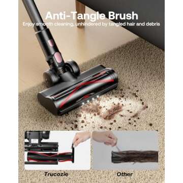 Cordless Vacuum Cleaner, 40Kpa 45Mins Vacuum Cleaners for Home, 8-in-1 Lightweight Stick Vacuum with...