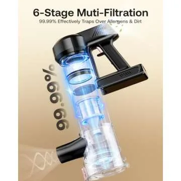 Cordless Vacuum Cleaner, 40Kpa 45Mins Vacuum Cleaners for Home, 8-in-1 Lightweight Stick Vacuum with Powerful Suction, Anti-tangle Wireless Vacuum for Carpet, Tile, Pet Hair, Hardwood Floors, Black