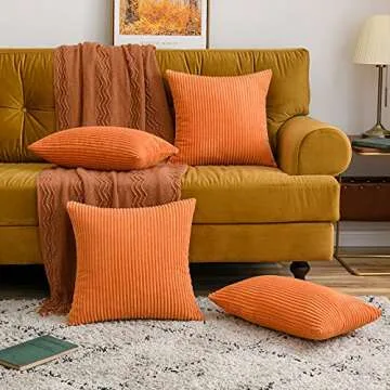 MIULEE Soft Orange Corduroy Pillow Covers for Home Decor