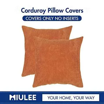 MIULEE Soft Orange Corduroy Pillow Covers for Home Decor