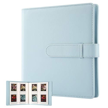 256 Pockets Photo Album for Instant Cameras - Durable Leather Design (Blue)