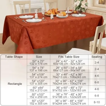 Thanksgiving Tablecloth 60x84 Inch - Waterproof Jacquard