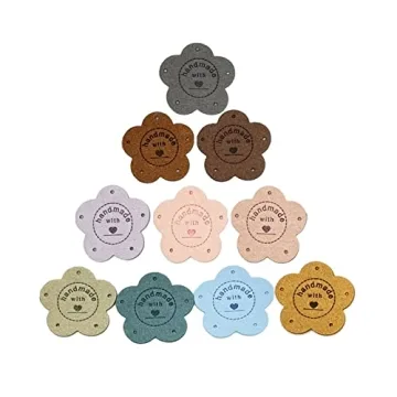 40 Pcs PU Leather Label Faux Leather Handmade Sew on Tag Label Handmade Embossed Tag for DIY Jeans B...