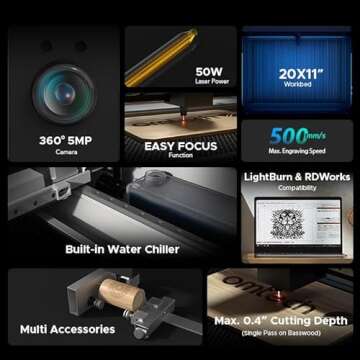 OMTech Polar 50W Laser Engraver - 12"x20" CO2 Engraving Machine