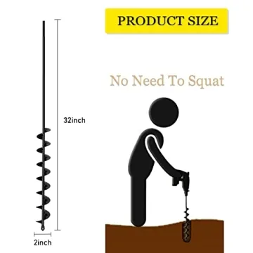 SORANGEUN 2”x32“ Auger Drill Bit for Planting, Garden Drill Auger for Planting Bulbs, Easy Garden Planting Auger with Drill for 3/8”Hex Drive Drill