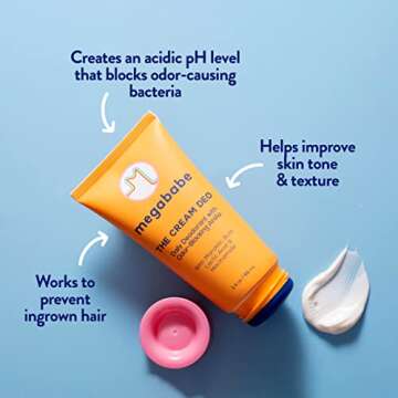 Megababe Daily Deodorant - The Cream Deo with Odor-Blocking AHAs | Treats & Prevents Ingrown Hair | Aluminum-Free, All Natural | Free from Parabens, Sulfates & Phthalates | 3 fl oz