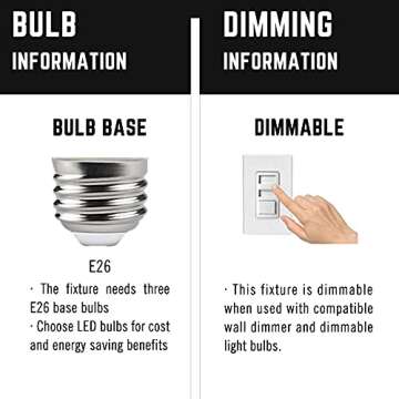 Ganiude 3-Lights Semi Flush Mount Light Fixture