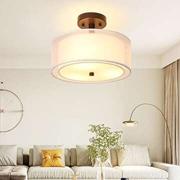 Ganiude 3-Lights Semi Flush Mount Light Fixture